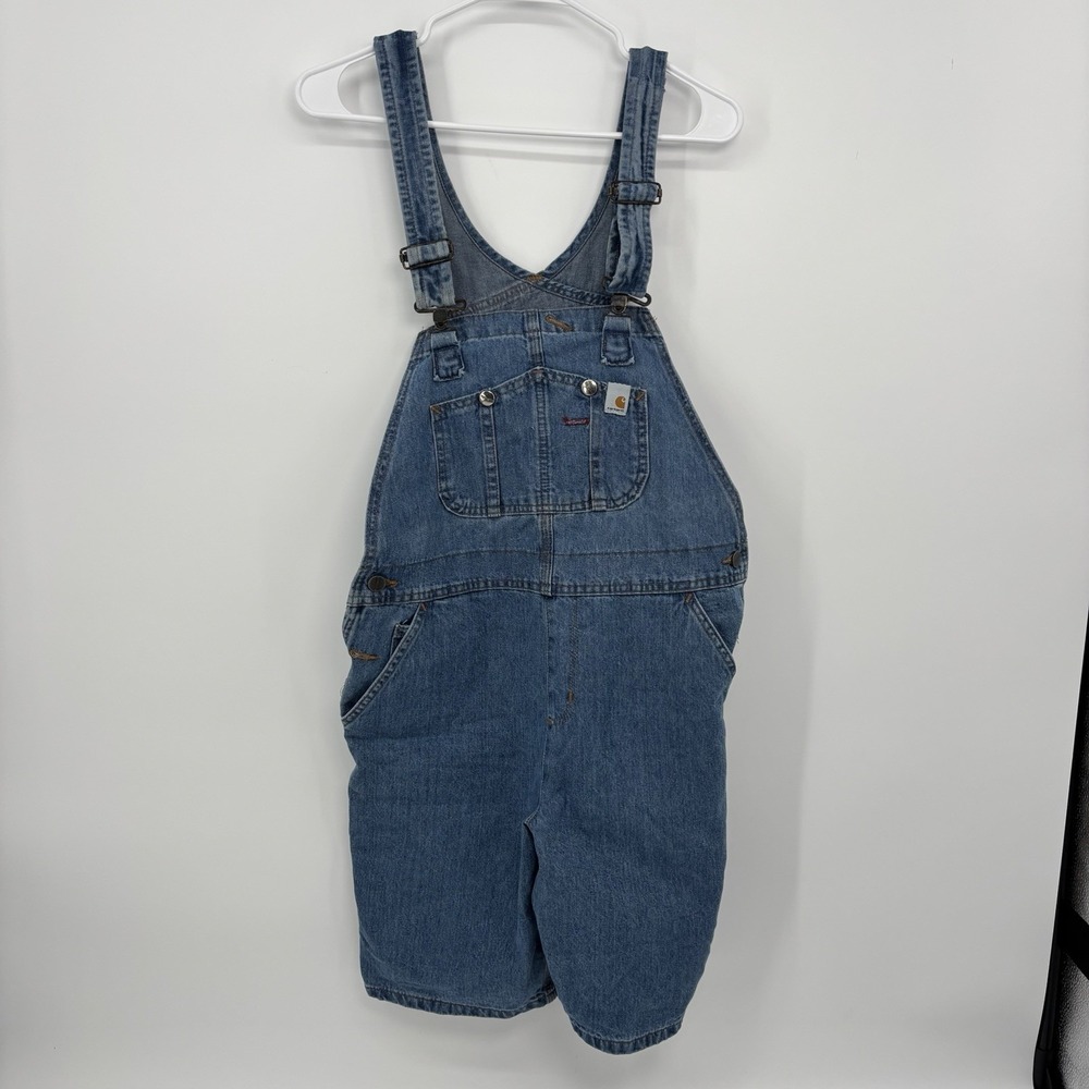 Carhartt Blue Denim Bib Overalls Shorts Women's Small 4/6 New With Tags